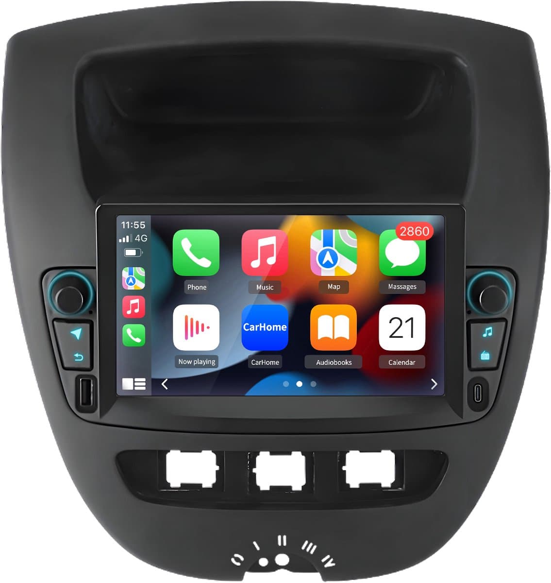 Junsun Android 15 Autoradio - Geschikt voor Peugot 107 Citroen C1 Toyota Aygo - Draadloos Carplay & Android Auto - 7-inch HD Touchscreen - Bluetooth & GPS-navigatie & Stuurwielbediening & Wifi & RDS , 2GB+64GB, DSP, Handsfree, Quad-core processor — afbeelding 1