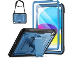Schokbestendige Hoes voor iPad 11 inch / 10.9 inch met Screenprotector, Standaard en Schouderriem - Blauw