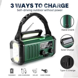 Noodradio - Solar Opwindbaar - 20.000 mAH Powerbank - Geschikt voor iedere situatie - Radio All in 1 pack - Noodpakket voor Avontuur en Oorlog - Nood Radio - Noodrantsoen - Beste Noodradio van 2025! — thumbnail 2