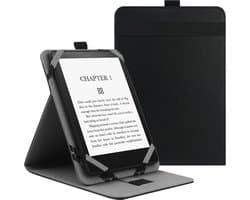 Universele Beschermhoes voor 6" 6.8" 7" eReaders, Folio Stand Cover met Handstrap Compatibel met Kobo/Tolino/Pocketook/Sony/paperwhite 6/6.8/7 inch e-book reader - Zwart