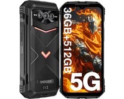 DOOGEE VMAX PLUS 5G Robuuste Smartphone - 36 GB ROM - 512 GB ROM - 22000 mAh 33 W - 6,58 inch IPS 120 Hz - IP68/IP69K Outdoor Telefoon - Dual SIM 5G - 200 MP + 32 MP - Android Smartphone - Nachtzicht, GPS, NFC, Face ID - Zwart