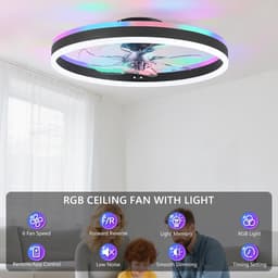 Bluetooth RGB Plafondventilator | Verschillende Kleuren | Dimbaar Met Afstandsbediening | 55W | RGB Ventilator | Woonkamerlamp — thumbnail 4