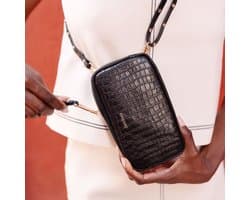 Dutchies TELEFOONTASJE ROSE | NOIR | Geschikt voor alle merken | Exclusief strap