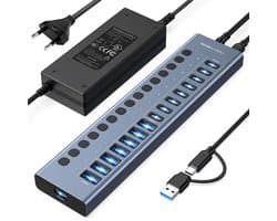 Acasis - 16-poorts - 10Gbps - USB 3.2-hub Met Voeding - 8 USB A En 8 USB C Poorten