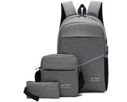 Heren zakelijke rugzak - Kantoorrugzak - Laptop tas met USB-oplaadfunctie - Multifunctionele driedelige rugzakset voor vrije tijd - Reisrugzak