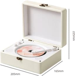 Oplaadbare leren cd-speler met luidspreker, Bluetooth-zender, ideaal als kerstcadeau, achtergrondmuziekspeler voor in huis, wit. — thumbnail 2