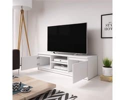 Witte TV Lowboard met Moderne Ontwerp - 120 x 35,5 x 38 cm