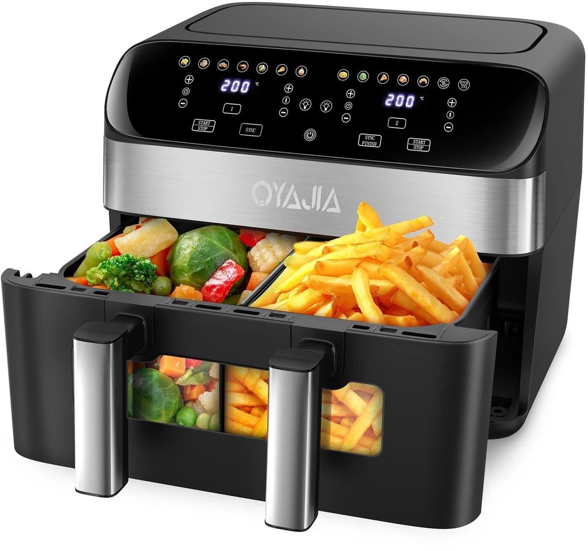 HOB Dubbele Airfryer - 10 L capaciteit - 2 bakken - Doorzichtig kijkvenster - Digitaal touchscreen - 12 Functies - Compact design - 2600 W — afbeelding 1