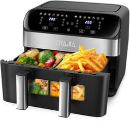HOB Dubbele Airfryer - 10 L capaciteit - 2 bakken - Doorzichtig kijkvenster - Digitaal touchscreen - 12 Functies - Compact design - 2600 W — thumbnail 1