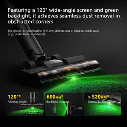 DEERMA T30W XT 2 in 1 Steelstofzuiger - 450W/45KPa/60min - Steelstofzuiger Draadloos - 1L - LED-Display - Groen licht - Voor Tapijt, Harde Vloeren en Dierenharen - zwart — thumbnail 4