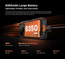 DOOGEE Fire 3 Ultra Robuuste Smartphone - 24 GB RAM - 256 GB ROM - 8350 mAh - 5,5 inch - Android 15 - IP68/IP69K Outdoor telefoon - Face ID - OTG - NFC - Zwart — thumbnail 4