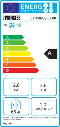 Princess Mobiele Airco - 9000 BTU - Smart - 3-in-1 - Airconditioner - Ventilator - Luchtontvochtiger - App Bedienbaar - WiFi - Afstandsbediening - Touchscreen - Incl. Raamdichting Kit - 358909 — thumbnail 2