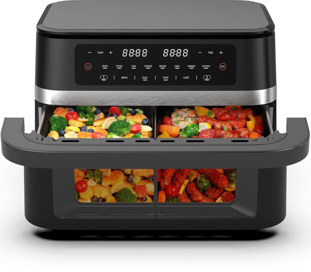Dewelling DUAF-LR-100A - XXL Airfryer Dual Zone 11L - 2950W Heteluchtfriteuse – Zichtvenster & Uitneembare Scheidingswand — afbeelding 1