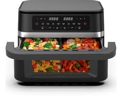 Dewelling DUAF-LR-100A - XXL Airfryer Dual Zone 11L - 2950W Heteluchtfriteuse – Zichtvenster & Uitneembare Scheidingswand