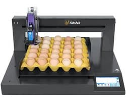 Automatische Ei Inkjetprinter – Eiercodering Machine 50×50×22 cm met Touchscreen, Metalen Behuizing en Verstelbare Printkop – Print Datum, Logo, QR-code en Barcode op Eieren – 42 ml Inktcartridge – Industriële Eiermarkeringsmachine 220V