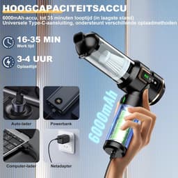 Sander Shop mini stofzuiger Handstofzuiger accu 4-in-1 met lcd-display, autostofzuiger sterk 16000PA draadloos, 3-standen, 80000 omw/min, mini-stofzuiger met scherm, voor auto, keuken, pc, bank, kantoor, huis en — thumbnail 3