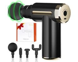 Massagepistool, spierpercussiemassageapparaat met 4 massagekoppen, stil en draagbaar massagepistool voor diepe weefselmassage van rug, benen, schouders en nek. Ideaal cadeau voor sporters en thuisgebruikers.