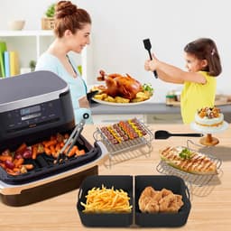 Airfryer Accessoires Set 15-delig – Geschikt voor Ninja Foodi AF500EU FlexDrawer 10,4L & COSORI TwinFry 10L – Inclusief Siliconen Matten, Grillrek & Spiesen — thumbnail 5