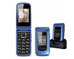 4G - Senioren Klaptelefoon - Met Simkaart Geleverd - Mobiele Telefoon - Grote Toetsen - Met Oplaadstation - Zwart met Zilver - Big button GSM