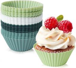 Set van 24 siliconen cupcakevormpjes | Antiaanbak cupcakevormpjes voor cupcakes, gebak en pudding | Geschikt voor oven en airfryer | Verkrijgbaar in 4 kleuren — thumbnail 1