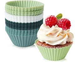Set van 24 siliconen cupcakevormpjes | Antiaanbak cupcakevormpjes voor cupcakes, gebak en pudding | Geschikt voor oven en airfryer | Verkrijgbaar in 4 kleuren