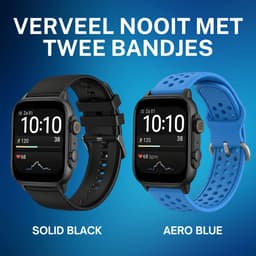 Cinturio Commander Smartwatch - Twee bandjes Aero Blue & Solid Black - Omoled Scherm - Voor heren en voor dames — thumbnail 2