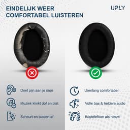 Set Oorkussens voor Sennheiser Koptelefoon – HD201 Oorkussen – HD201/HD206/HD180/HD200 Pro - Kunstleer met Zacht Schuim — thumbnail 2