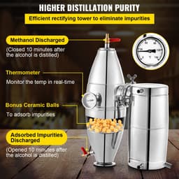 RVS Distilleerketel 70L – Water en Alcohol Distilleerapparaat – Complete Destilleer Set met Thermometer – 304 Roestvrij Staal – Fermentatieketel met Condensor en Koelspiraal – Voor Thuisgebruik en Semi Professioneel Gebruik — thumbnail 3