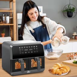 Dubbele Heteluchtfriteuse XL 8L - Dual Zone Airfryer met 2 Siliconen Matten & Recepten — thumbnail 2