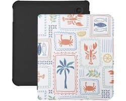 Lunso Geschikt voor Kobo Libra Colour hoesje (7 inch) - Vegan Saffiano Leren Sleep Cover - Riviera Postcards