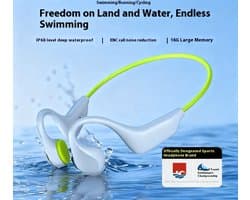 Draadloos Sport oordopjes Zwart- Waterdicht IPX8 voor Zwemmen en sporten - Bluetooth Oortjes - Sporthoofdtelefoon - Draadloze oordopjes - Headset - Oortjes draadloos - 16GB Interne geheugenkaart - Geschikt voor alle laptop smartphone en tablets