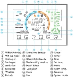 Wifi Inbouw Thermostaat | Touchscreen | App bediening | Inbouw | Elektrische verwarming | Tuya Smart Life | Zwart | 16A belasting — thumbnail 4