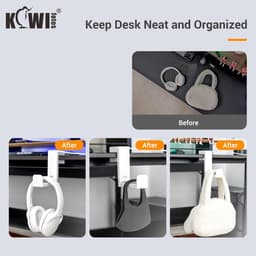 360° draaibare hoofdtelefoonstandaard met verstelbare veerklem, gaming headset hanger - wit. - USB 3.0 x 1, USB 2.0 x 3 — thumbnail 4