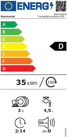 Sommertal SP9 Mini-vaatwasser | Tafelvaatwasser voor 1 tot 5 personen | borden tot 28 cm | 10+1 functies | Kleine compacte vaatwasser | vrijstaand, led, touch, 5 l waterreservoir & vaste aansluiting [energieklasse D] — thumbnail 2