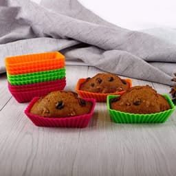 Siliconen bakvormen voor airfryer - Set van 12 stuks - Herbruikbare muffin en cupcake vormpjes - Geschikt voor cakes, ijs en pudding — thumbnail 6
