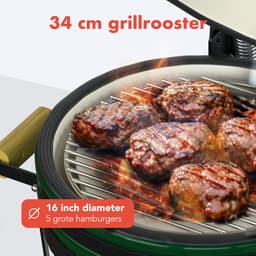KitchenBrothers Kamado BBQ - 16 Inch Houtskool Barbecue - 34⌀ cm - PFAS-vrij - Deluxe Set - Egg BBQ met Accessoires - Groen — thumbnail 5