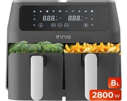 Heteluchtfriteuse 8L met Dubbele Mand en 10 Programma's Zonder Olie