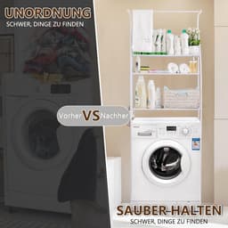 Drie-laags Wasmachine Rek Zonder Boren - Stabiele Metalen Opbergplank voor Badkamer — thumbnail 4