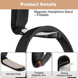 Universele Zelfklevende Hoofdtelefoonstandaard voor Onder Bureau - Verstelbare Headset Hanger — thumbnail 4