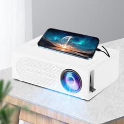 Wit Mini Projector 1080p HD - Draagbare thuisbioscoop met afstandsbediening, Geschikt voor binnen en buiten, HDMI & USB compatibel — thumbnail 1