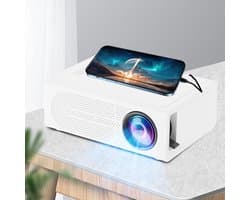 Wit Mini HD 1080P-projector met afstandsbediening - Draagbare thuisbioscoop voor buiten, compatibel met HDMI/USB/laptop/iPhone/Android