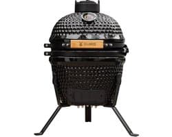 BluMill Kamado BBQ Egg - Kamado 13 Inch - Houtskoolbarbecues - Zwart - Ø 27 cm - Vrijs van PFAS- houdende anti-aanbaklaag - Houtskoolbarbecue Met Thermometer