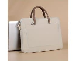 Multifunctionele laptoptas | Stijlvolle kantoor- en forenzentas met ritssluiting en verstelbare schouderriem voor laptops van 15-16,1 inch (beige)