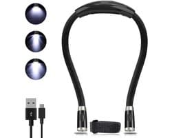 SVN® Oplaadbare Neklamp – leeslamp met 16 brand uren – Leeslampje voor boek met 3 oogbeschermingsmodi – Zwart - ‎ 26cm x 52cm x 26cm