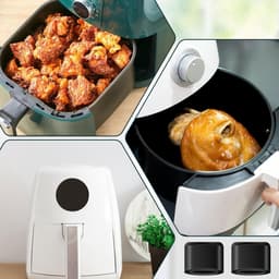 16-delige set van krasbestendige rubberen beschermhoezen, siliconen pads, rubberen voetjes voor airfryer bakplaten, rubberen dempingspads voor airfryer, vervangingsonderdelen en accessoires, geschikt voor airfryer bakplaten (zwart). — thumbnail 4