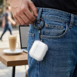 Transparant hoesje voor oordopjes met sleutelhanger – schokbestendige beschermhoes geschikt voor AirPods Pro 3 — thumbnail 5