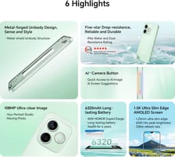 HONOR 600 Lite 5G Smartphone - 256GB - Grijs - 6520mAh - 45W SuperCharge - 108MP - 120Hz AMOLED - IP66 — thumbnail 5