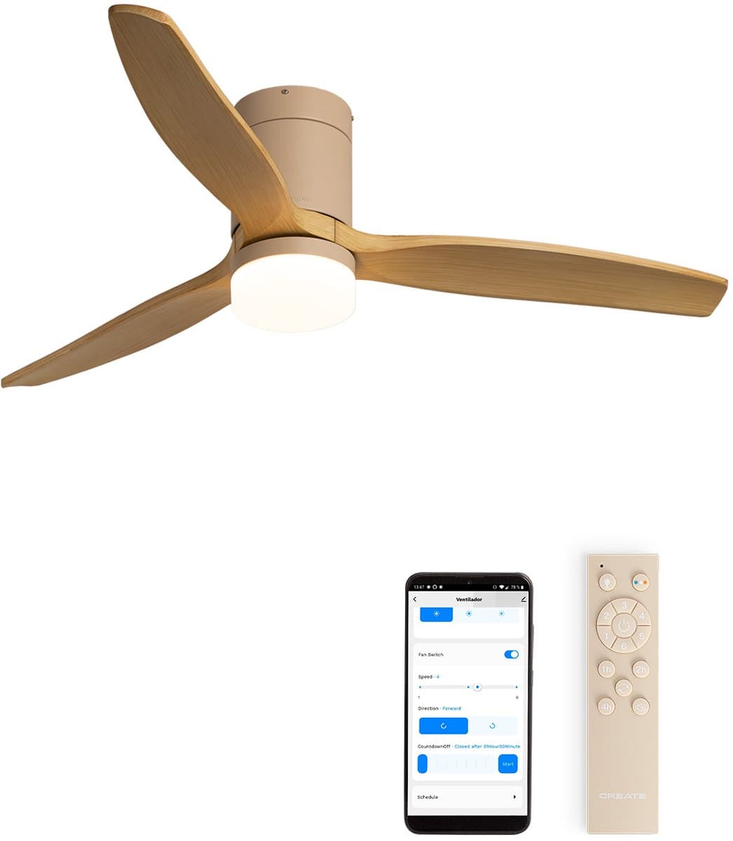 CREATE - Stille 40W plafondventilator met technische ABS bladen in verschillende maten - S - Met licht - WIFI - WIND CALM — afbeelding 1