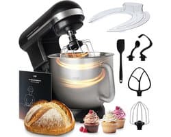 Keukenmachine - Mixer met kom - Bakken en mixen - Duurzame metalen aandrijving - 5.7 Liter kom - Zwart