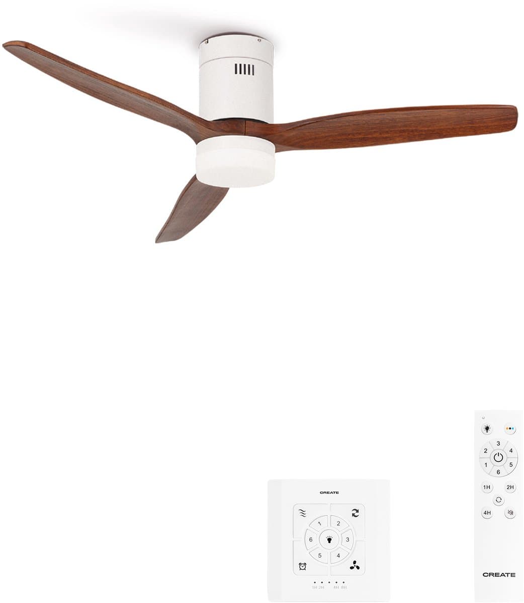CREATE - Stille 40W plafondventilator met technische ABS bladen in verschillende maten - S - Met licht - Controller voor wandmontage - WIND CALM — afbeelding 1